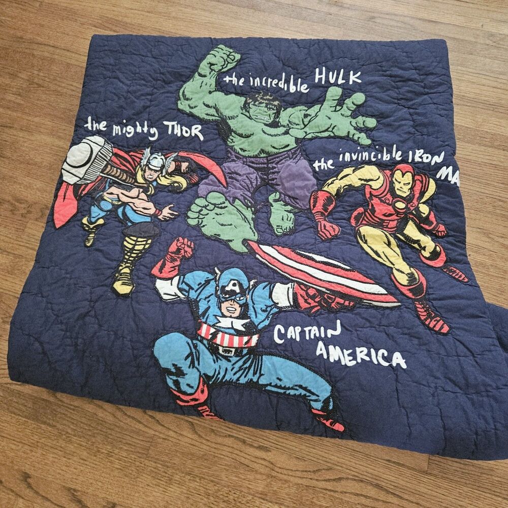 Pottery Barn Marvel Comics Blue Avengers Quilt Full Super Heroes